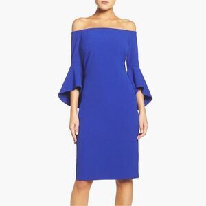 NEW CHELSEA28 Ruffle Off Shoulder Bell Sleeve Shift Dress Size 12